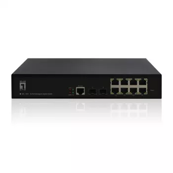 LevelOne KILBY 10-Port L2 Managed Gigabit Switch, 2 x SFP, Gestionado, L2, Gigabit Ethernet (10/100/1000), Montaje en rack