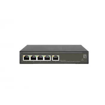 LevelOne Hilbert 5-Port Gigabit PoE Smart Lite Switch, 802.3at/af PoE, 4 salidas PoE, 60W de presupuesto de potencia PoE