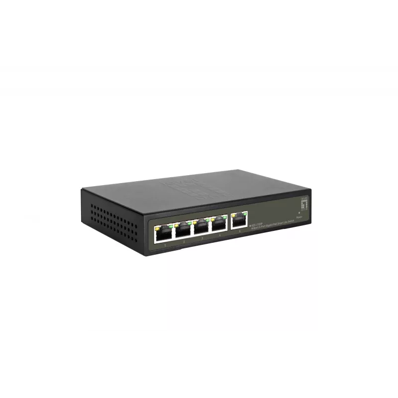 LevelOne Hilbert 5-Port Gigabit PoE Smart Lite Switch, 802.3at/af PoE, 4 salidas PoE, 60W de presupuesto de potencia PoE