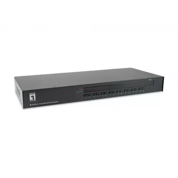 LevelOne Switch KVM PS/2-USB VGA de 16 puertos, 2048 x 1536 píxeles, montaje en rack, 1U, negro