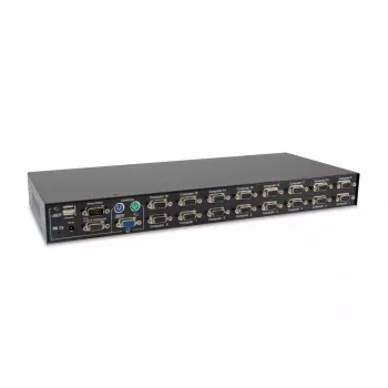 LevelOne Switch KVM PS/2-USB VGA de 16 puertos, 2048 x 1536 píxeles, montaje en rack, 1U, negro