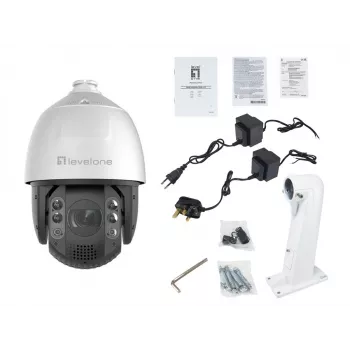 LevelOne FCS-4072 Cámara IP PTZ GEMINI, 4 MP, zoom 32x, H.265, IR 200 m, interior/exterior