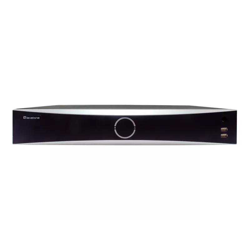 LevelOne NVR-0411 GEMINI videograbador de red de 32 canales, 16 puertos PoE (16 W/puerto), 4096 x 2160, H.265, 4x HDD SATA de hasta 10 TB, negro/gris
