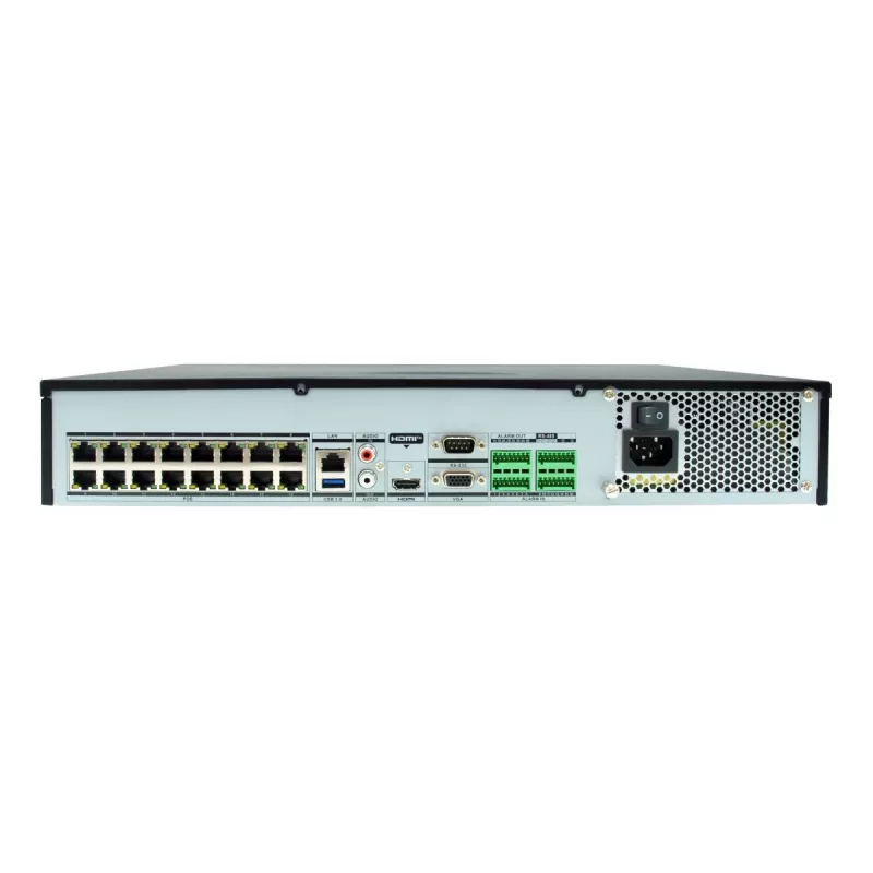 LevelOne NVR-0411 GEMINI videograbador de red de 32 canales, 16 puertos PoE (16 W/puerto), 4096 x 2160, H.265, 4x HDD SATA de hasta 10 TB, negro/gris