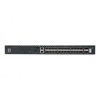 LevelOne Switch de fibra TOR gestionado L3 de 26 puertos, 24x 1/10GbE SFP+, 2x 40/100GbE QSFP28, fuente de alimentación redundante hot-swap