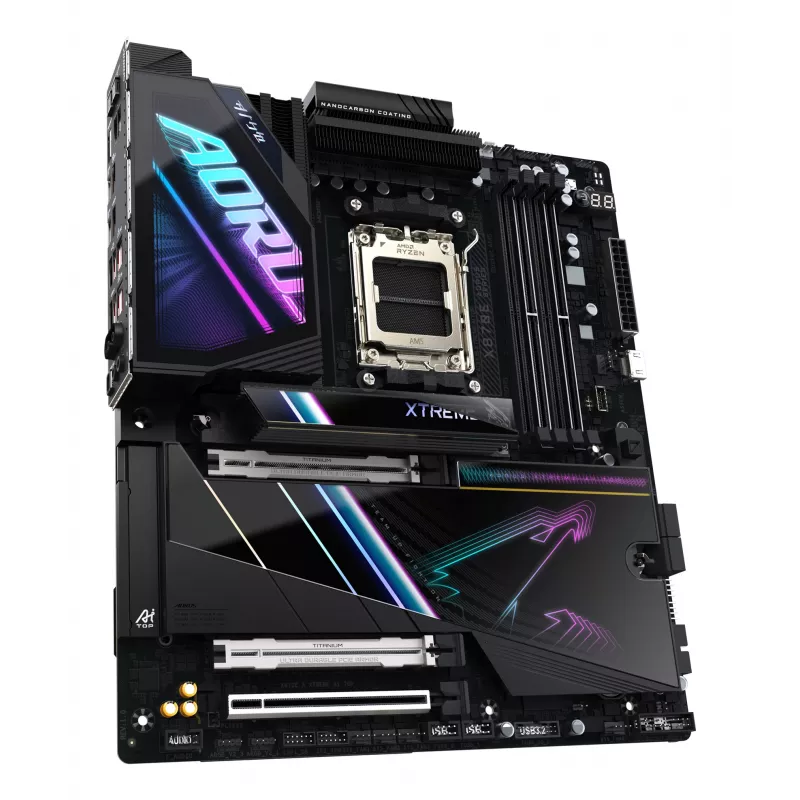Placa base GIGABYTE X870E AORUS XTREME AI TOP - Compatible con CPUs AMD Ryzen Serie 9000, VRM de 18+2+2 fases, hasta 8800MHz DDR5 (OC), 1xPCIe 5.0 M.2 + 3xPCIe 4.0 M.2, WI-FI 7, 10GbE LAN, USB 4