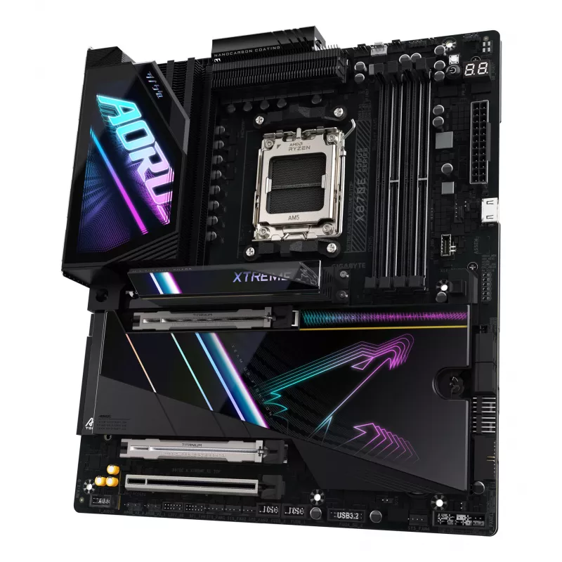 Placa base GIGABYTE X870E AORUS XTREME AI TOP - Compatible con CPUs AMD Ryzen Serie 9000, VRM de 18+2+2 fases, hasta 8800MHz DDR5 (OC), 1xPCIe 5.0 M.2 + 3xPCIe 4.0 M.2, WI-FI 7, 10GbE LAN, USB 4