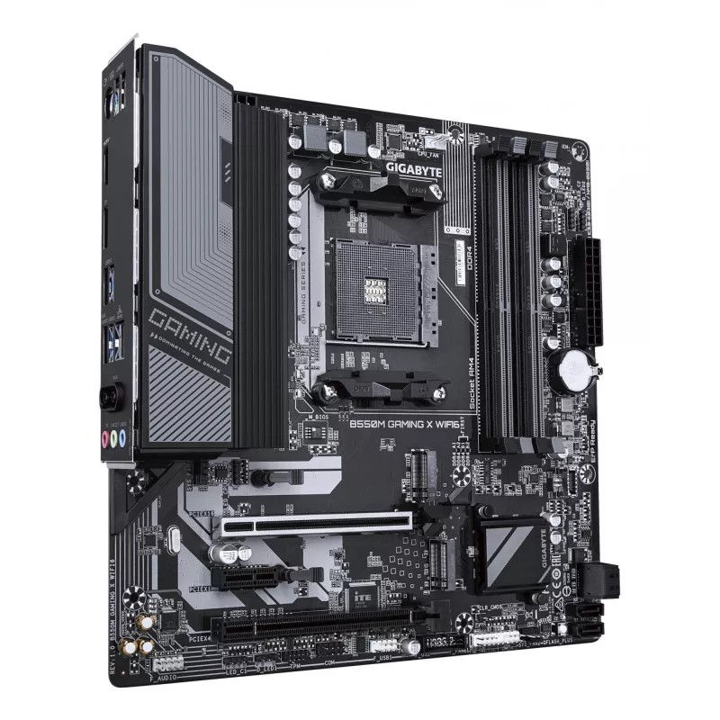 Placa base GIGABYTE B550M GAMING X WIFI6 - CPUs AMD Ryzen 5000, VRM de 5+3 fases, hasta 3200 MHz DDR4, 1xPCIe 4.0 + 1xPCIe 3.0 M.2, Wi-Fi 6, 1GbE LAN, USB 3.2 Gen 1