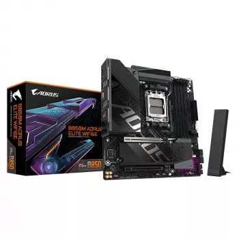 Placa base GIGABYTE B850M AORUS ELITE WIFI6E - CPUs AMD Ryzen Serie 9000, VRM digital de 12+2+2 fases, hasta 8200MHz DDR5 (OC), 1xPCIe 5.0 + 1xPCIe 4.0 M.2, WIFI 6E, 2.5GbE LAN, USB 3.2 Gen 2