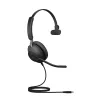 Headset Jabra Evolve2 40 SE Cableado USB Type-C / USB-A, Supraaural, Diadema, 20–20000 Hz, 113 g, Negro