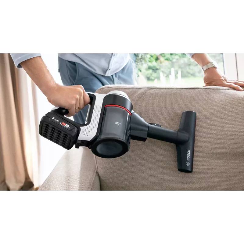Aspirador de mano/escoba eléctrica Bosch BSS711W batería en seco sin bolsa 0,3 l Negro, Plata, Blanco