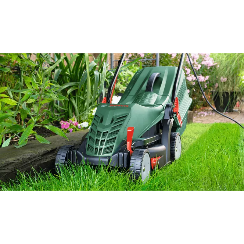 Cortacésped eléctrico Bosch UniversalRotak 34-405, 1300 W, 34 cm de ancho de corte