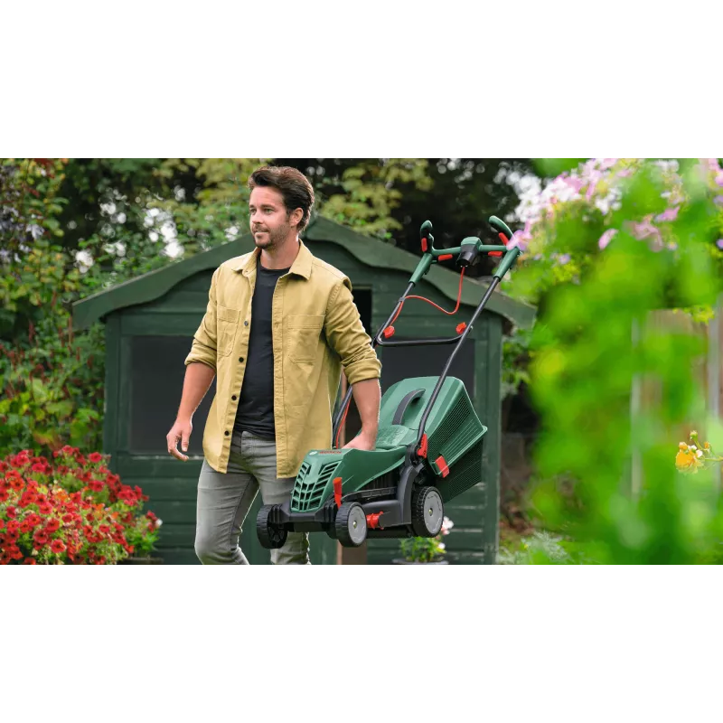 Cortacésped eléctrico Bosch UniversalRotak 34-405, 1300 W, 34 cm de ancho de corte