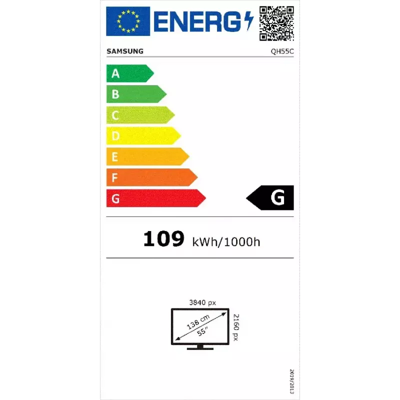 Samsung QH55C Digital signage panel plano 139,7 cm (55 inch) LCD Wi-Fi 700 cd/m² 4K Ultra HD Negro Procesador integrado Tizen 24/7