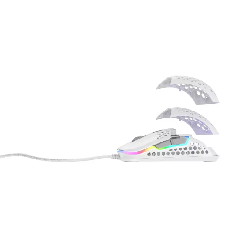 XTRFY M42 ratón gaming ambidiestro – sensor óptico, 16.000 DPI, USB Type-A, blanco, RGB