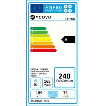 AG Neovo IFP-7502 pantalla plana interactiva 189,2 cm (74,5