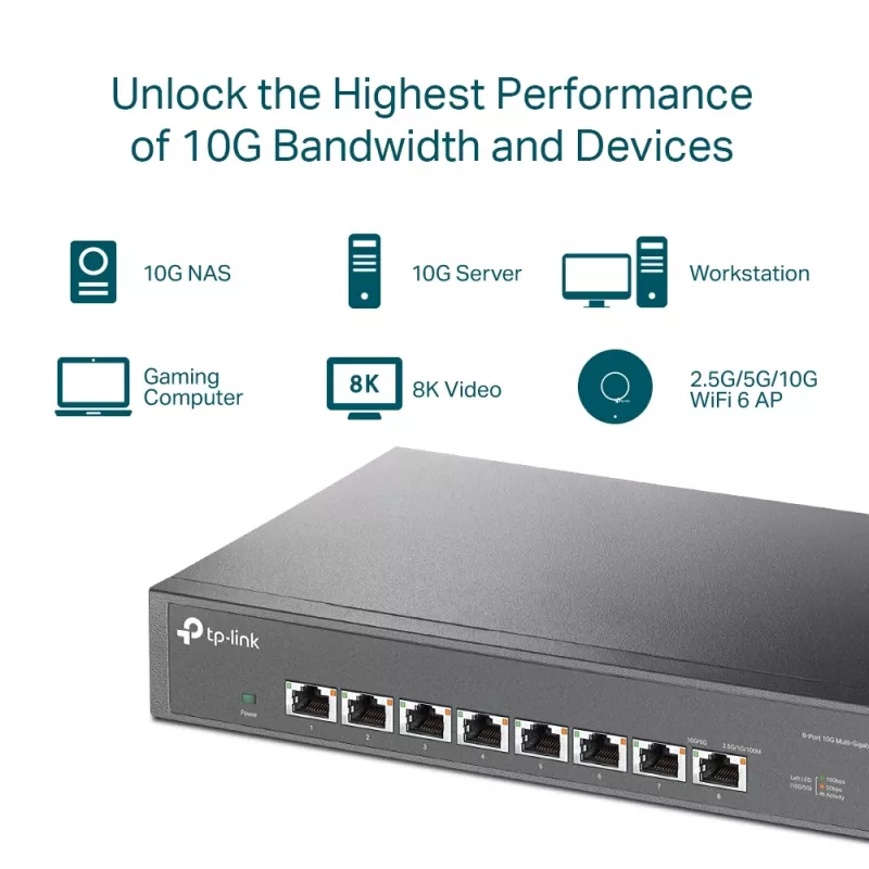 Switch no gestionado TP-Link TL-SX1008 8 puertos 10G sobremesa/rack