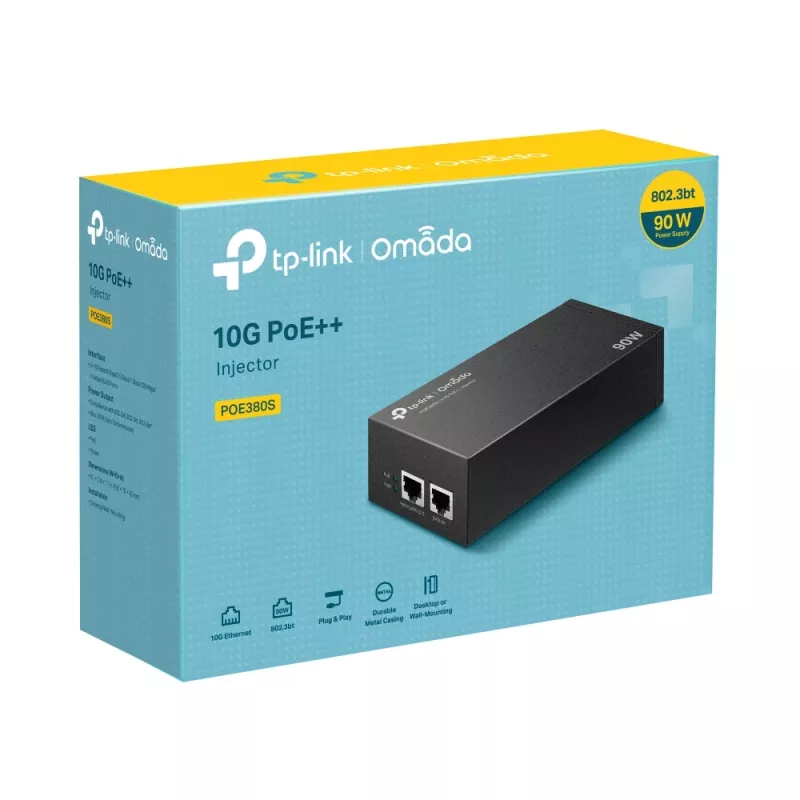 Inyector PoE TP-Link Omada POE380S 10 Gigabit Ethernet 100-240V negro