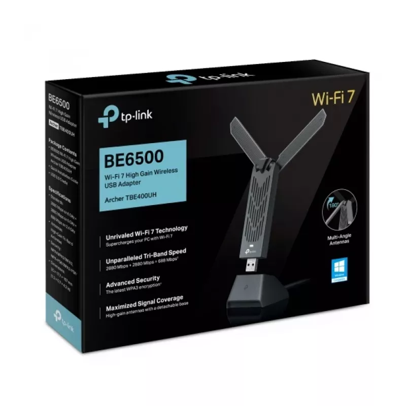 Adaptador WLAN TP-Link BE6500 2882 Mbit/s Wi-Fi 7 Tri-Band