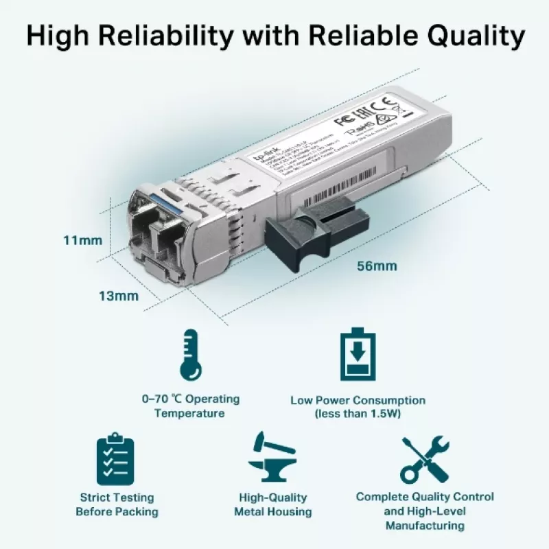 TP-Link SM5110-LR módulo transceptor de red fibra óptica 10000 Mbit/s SFP+ 1310 nm