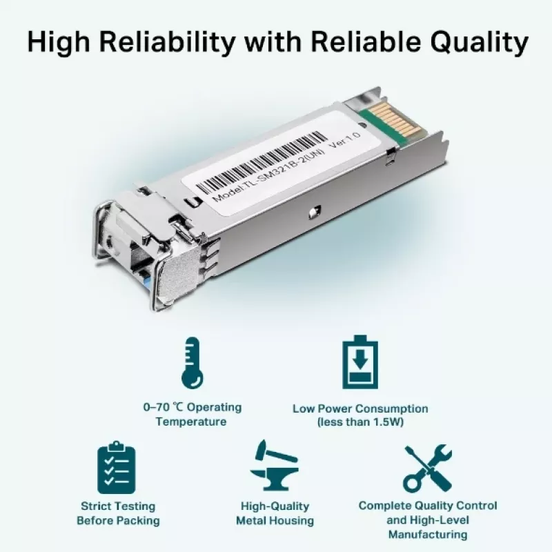 TP-Link Gigabit Single-Mode WDM Bi-Directional módulo SFP, fibra óptica, 1250 Mbit/s, SFP, LC, 9/125 µm, BX