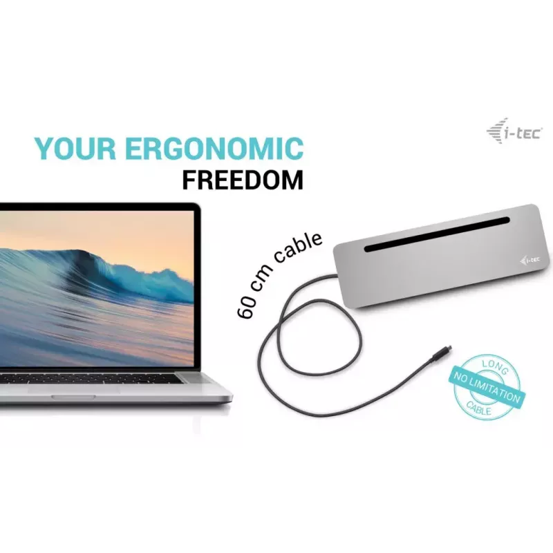 i-tec USB-C Estación de acoplamiento metálica ergonómica 3x 4K Display + Power Delivery 100 W