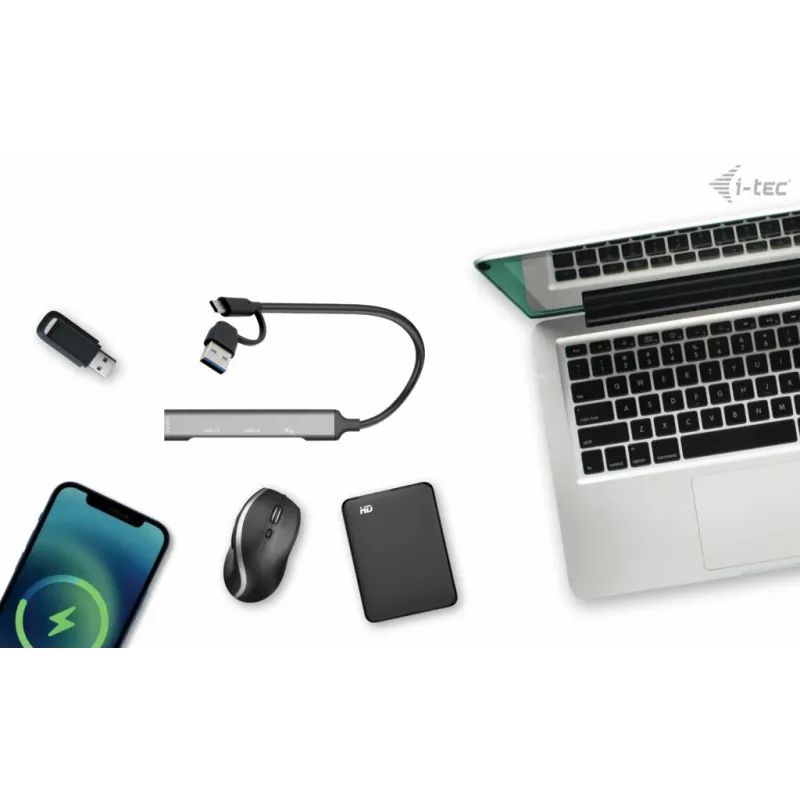 i-tec USB-C/USB-A Hub metálico 1x USB 3.0 + 3x USB 2.0