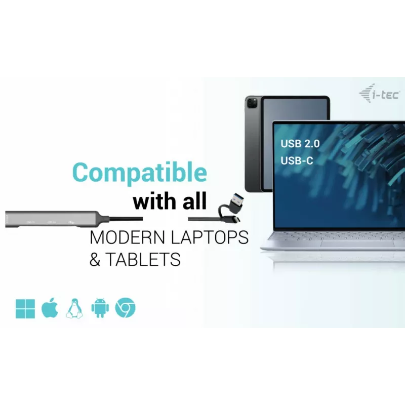 i-tec USB-C/USB-A Hub metálico 1x USB 3.0 + 3x USB 2.0