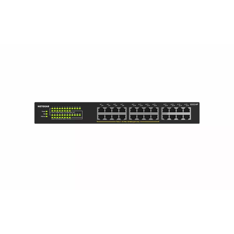 NETGEAR GS324P Unmanaged Gigabit Ethernet (10/100/1000) Power over Ethernet (PoE) 1U Negro