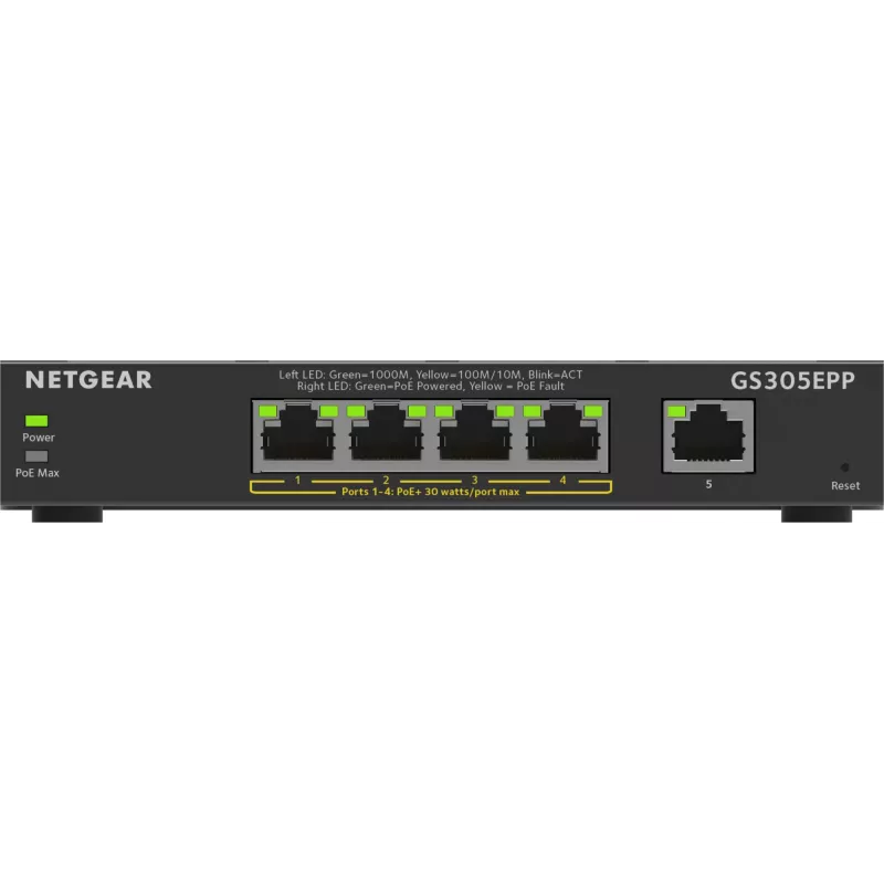 NETGEAR Switch Gigabit Ethernet gestionado de 5 puertos (GS305EPP)