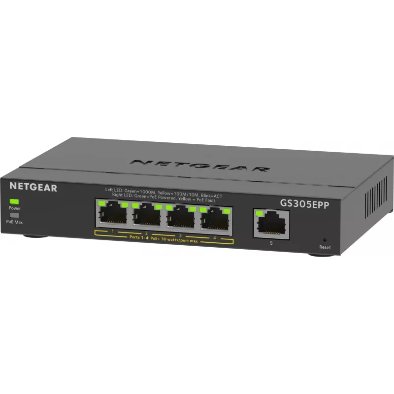 NETGEAR Switch Gigabit Ethernet gestionado de 5 puertos (GS305EPP)
