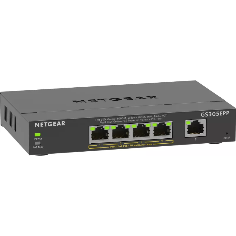 NETGEAR Switch Gigabit Ethernet gestionado de 5 puertos (GS305EPP)