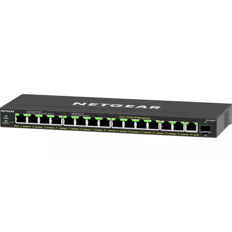 Switch gestionado NETGEAR GS316EPP 16 puertos PoE+ Gigabit Ethernet