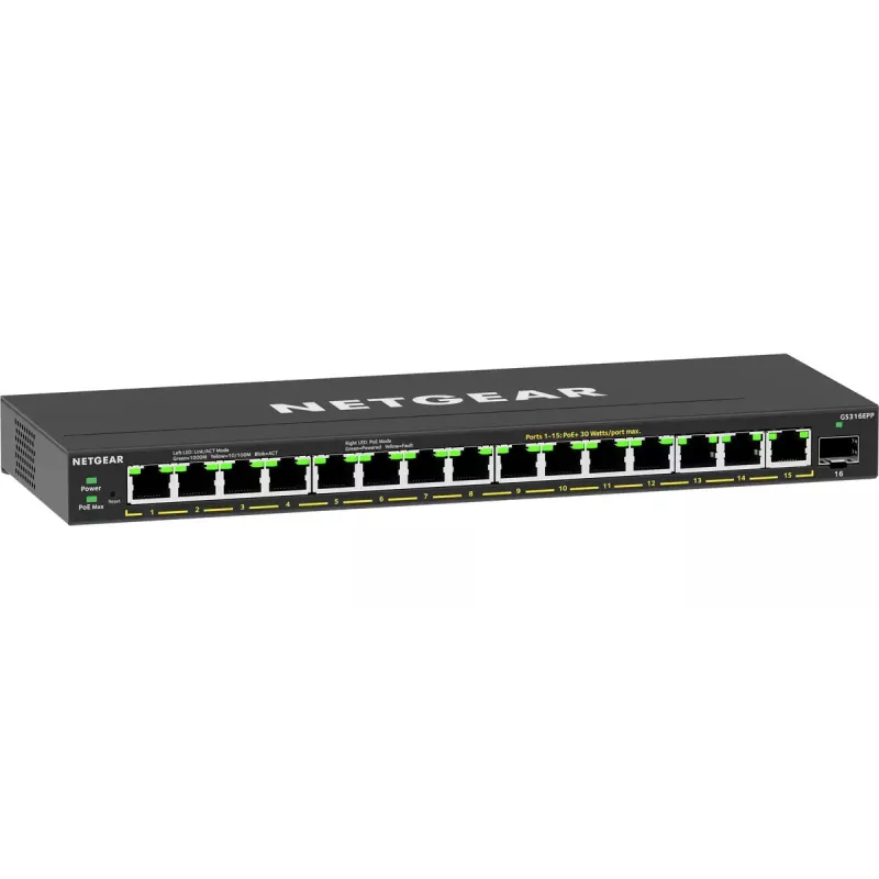 Switch gestionado NETGEAR GS316EPP 16 puertos PoE+ Gigabit Ethernet