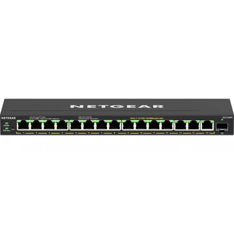 Switch gestionado NETGEAR GS316EPP 16 puertos PoE+ Gigabit Ethernet