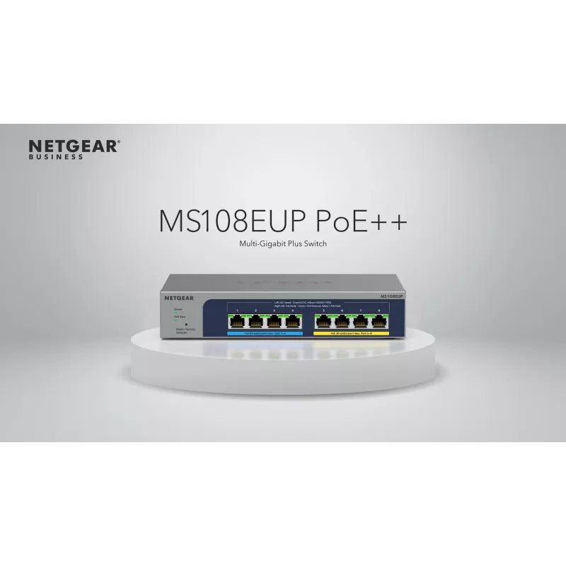 NETGEAR Switch Ethernet Plus Multi-Gigabit (2,5G) Ultra60 PoE++ de 8 puertos Managed L2/L3 2.5G Ethernet (100/1000/2500) Power over Ethernet (PoE) Gris