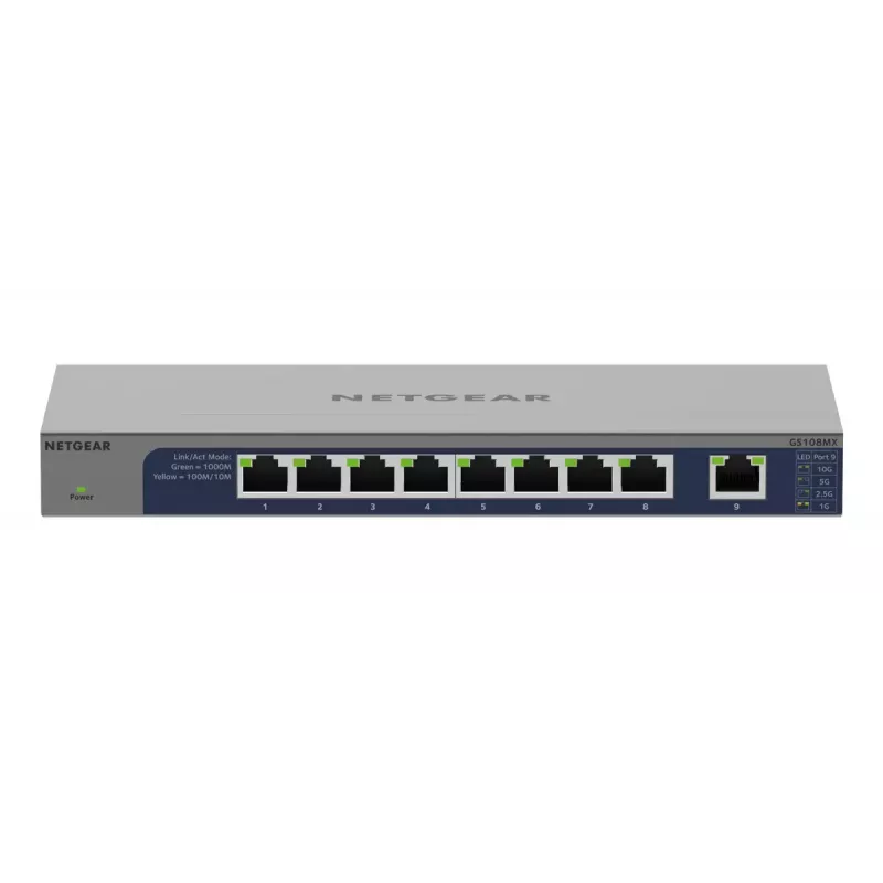 NETGEAR GS108MX-100EUS Switch de red no gestionado L2 Gigabit Ethernet (10/100/1000) Montaje en escritorio/pared