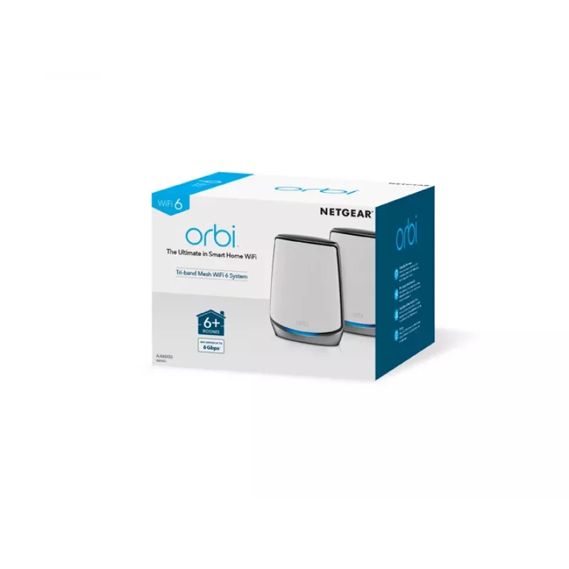 NETGEAR Orbi RBK852 AX6000 WiFi 6 Sistema Mesh Tri-Banda (2,4 GHz / 5 GHz / 5 GHz) Wi-Fi 6 (802.11ax) Gris, Blanco 8 Interno