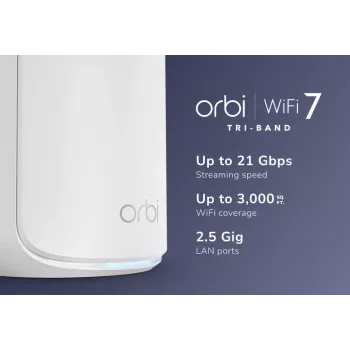NETGEAR Orbi 870 Tri-Banda (2,4 GHz / 5 GHz / 6 GHz) Wi-Fi 7 (802.11be) Blanco 4 Interno