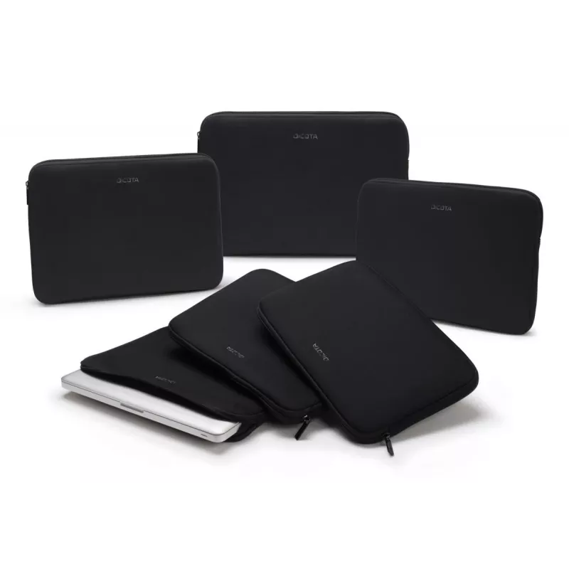DICOTA Perfect Skin - Funda para portátil 12-12.5 pulgadas - Negro / Neopreno sintético con material exterior 100% reciclado