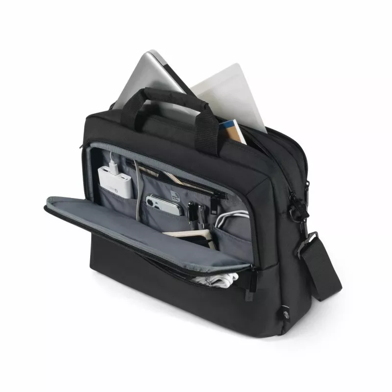 DICOTA Eco Top Traveller Core – Funda para portátil 13–14,1 inch – Negro / 300D 100 % poliéster PET reciclado