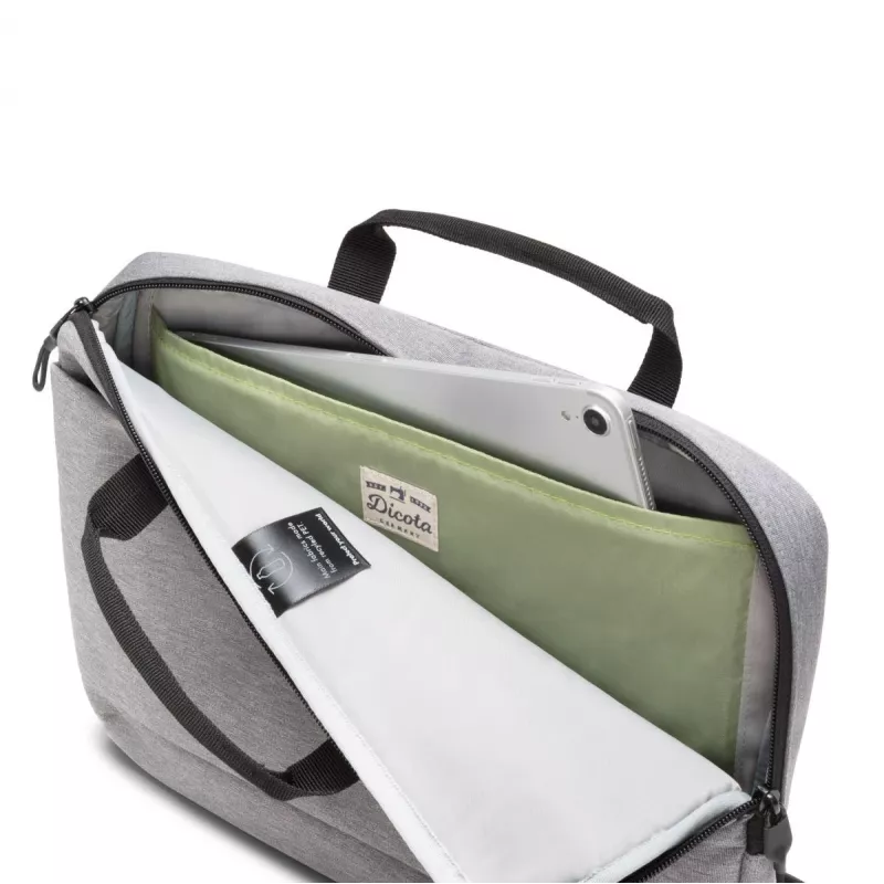 DICOTA slim Eco Motion - Funda para portátil 14-15.6in - Gris claro / 600d Rpe poliéster