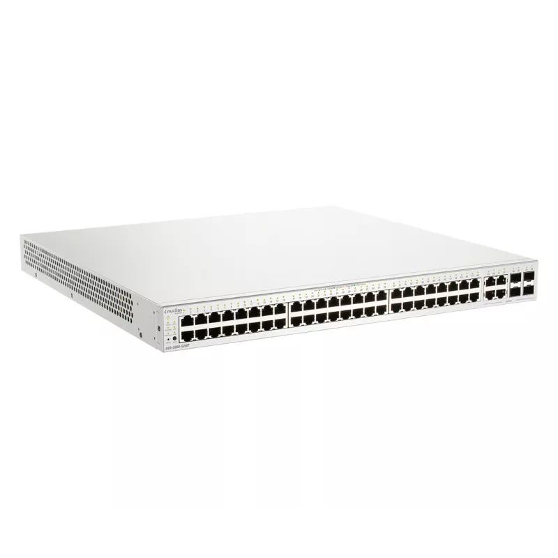 Switch Gigabit PoE+ Nuclias Smart Managed de 52 puertos D-Link con 4 puertos combo 1G, 370W