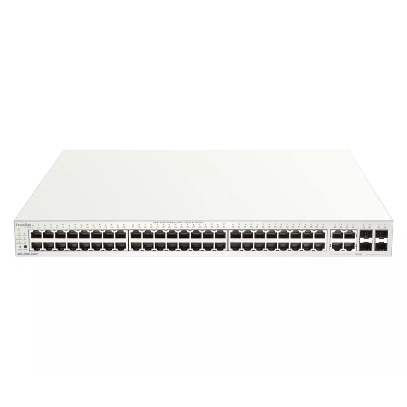 Switch Gigabit PoE+ Nuclias Smart Managed de 52 puertos D-Link con 4 puertos combo 1G, 370W