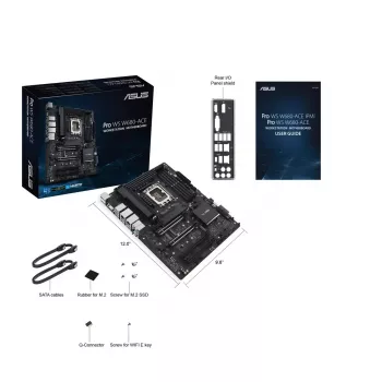 ASUS PRO WS W680-ACE placa base, Intel W680, LGA 1700, ATX, DDR5 ECC hasta 128 GB, M.2 NVMe, RAID 0/1/5/10, 2x LAN de 2,5 Gigabit, USB-C 3.2 Gen 2x2