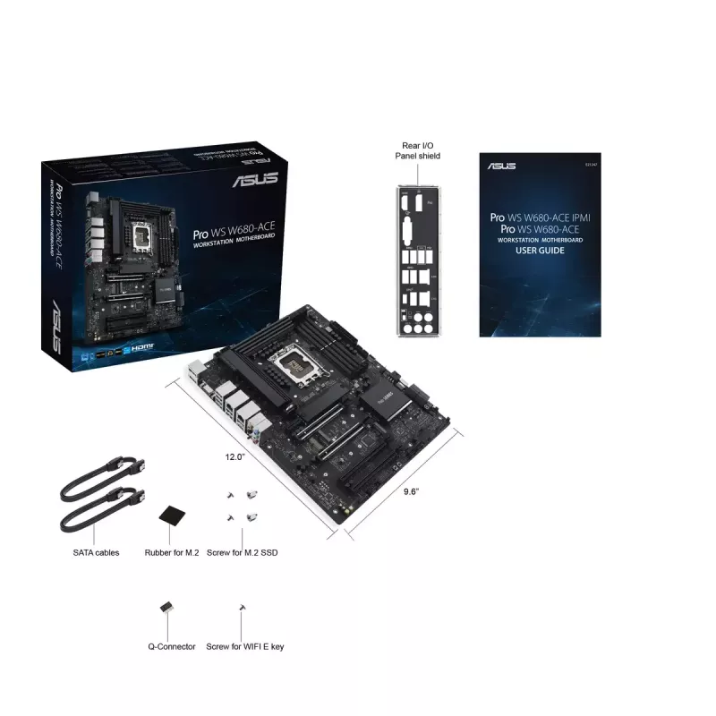 ASUS PRO WS W680-ACE placa base, Intel W680, LGA 1700, ATX, DDR5 ECC hasta 128 GB, M.2 NVMe, RAID 0/1/5/10, 2x LAN de 2,5 Gigabit, USB-C 3.2 Gen 2x2