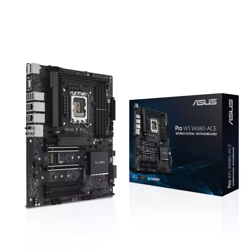 ASUS PRO WS W680-ACE placa base, Intel W680, LGA 1700, ATX, DDR5 ECC hasta 128 GB, M.2 NVMe, RAID 0/1/5/10, 2x LAN de 2,5 Gigabit, USB-C 3.2 Gen 2x2