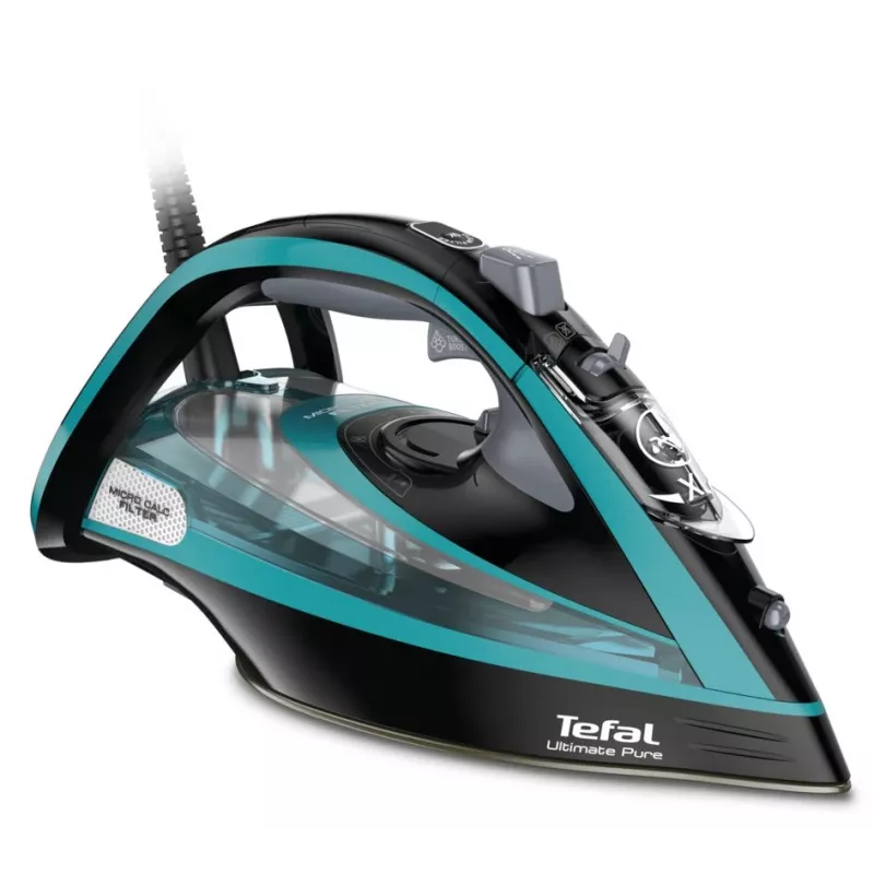 Tefal Ultimate Pure FV9844 Plancha en seco y vapor suela Durilium Autoclean 3200 W Negro, Azul