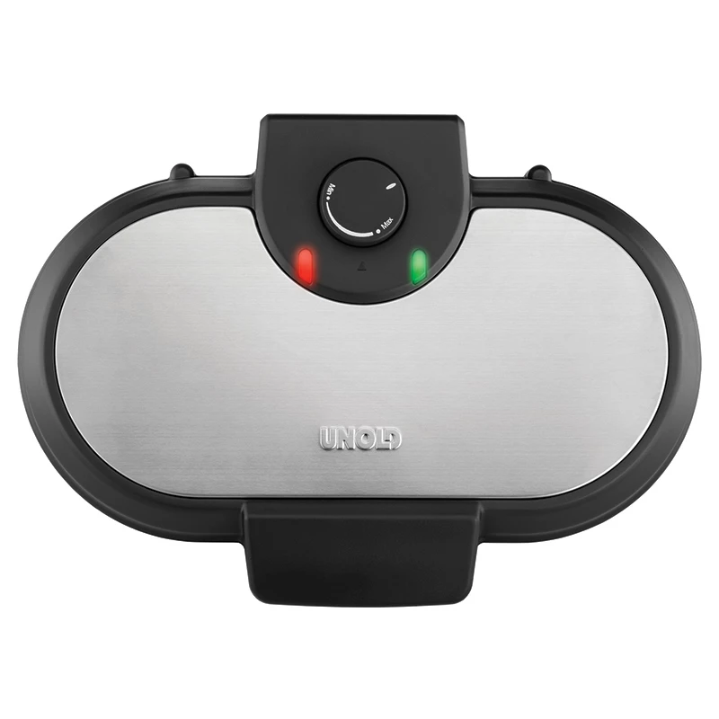 Unold 48165 máquina para tortitas American, 2 crepes, 13,5 cm, 1000 W, negra / acero inoxidable cepillado