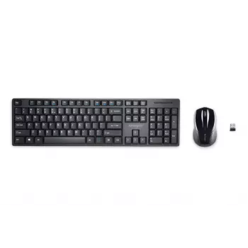 Kensington Pro Fit Wireless Desktop - Alemania, tamaño completo (100%), Inalámbrico, RF inalámbrico, QWERTZ, Negro, ratón incluido